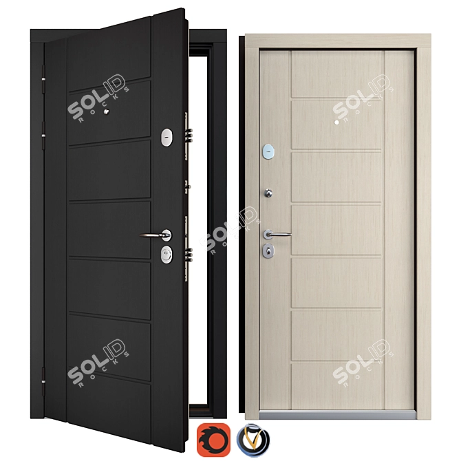Title: Galaktika (Favorit) Entrance Metal Door 3D model image 1