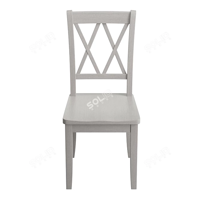 French Cottage Style Solid Wood Cross Back Chair 3D model image 2