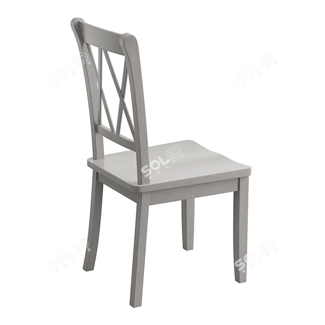 French Cottage Style Solid Wood Cross Back Chair 3D model image 3