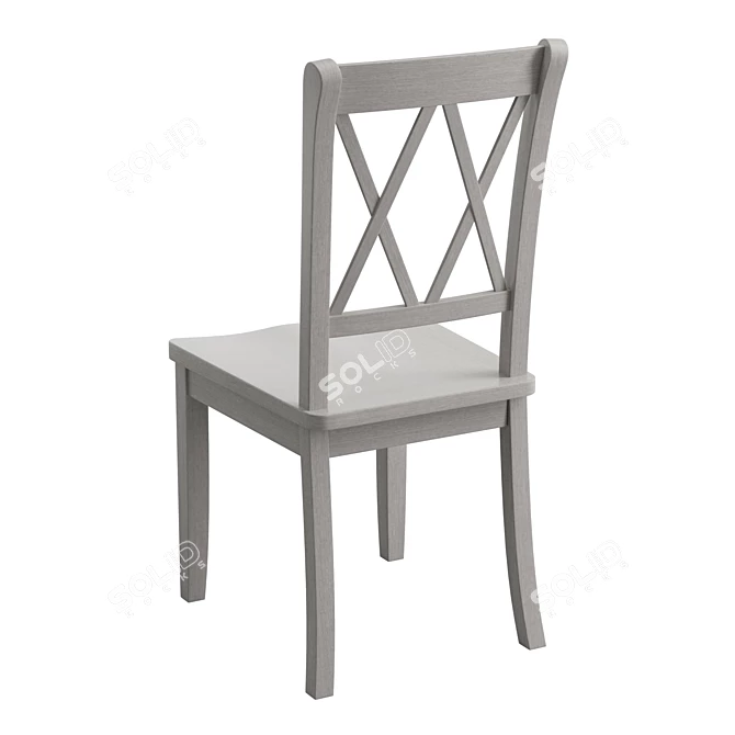 French Cottage Style Solid Wood Cross Back Chair 3D model image 4