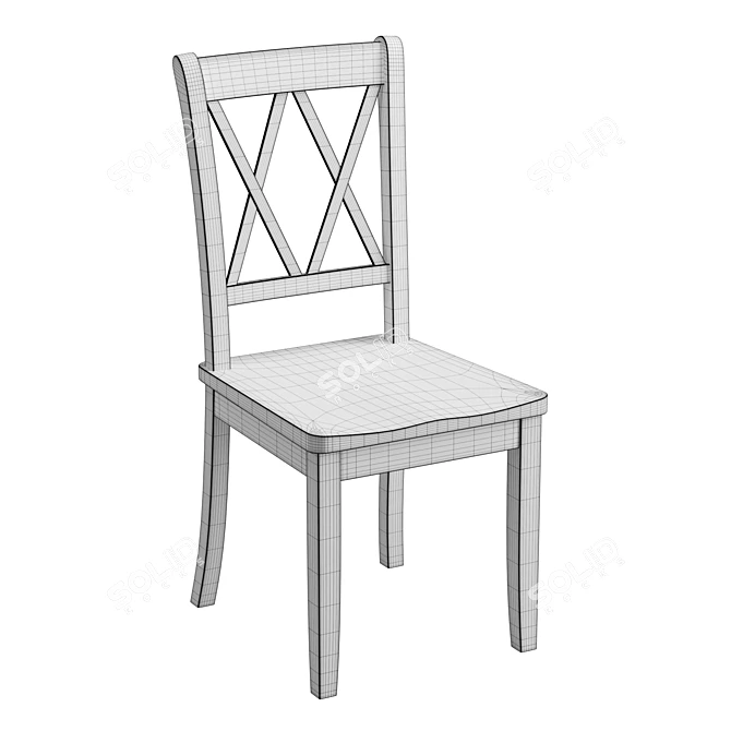 French Cottage Style Solid Wood Cross Back Chair 3D model image 6