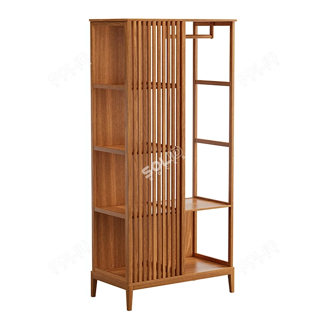 Bohemian Bamboo Sliding Wardrobe 3D model image 1