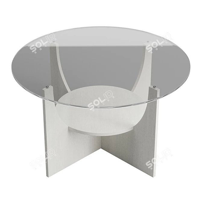 Versatile Glass-Top Circular Coffee Table 3D model image 2