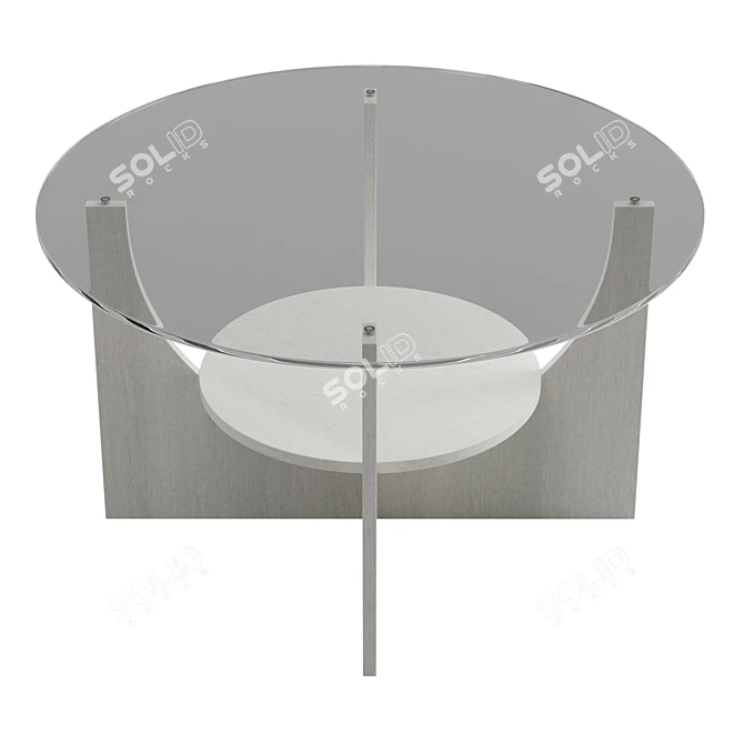 Versatile Glass-Top Circular Coffee Table 3D model image 3