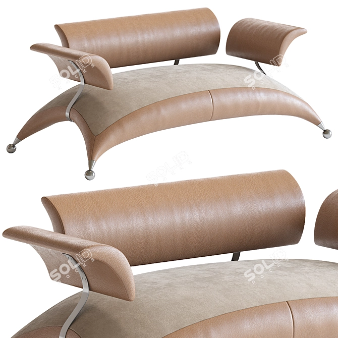 Stylish Safari Sofa 3D model image 2