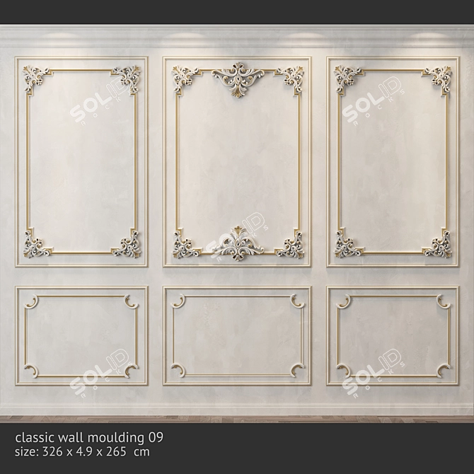 Elegant Wall Molding Design 3D model image 1