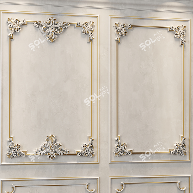 Elegant Wall Molding Design 3D model image 3