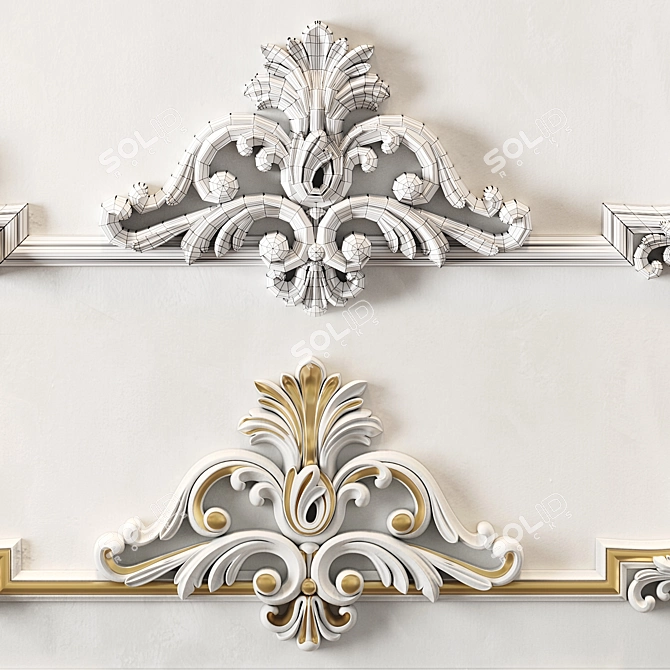 Elegant Wall Molding Design 3D model image 4