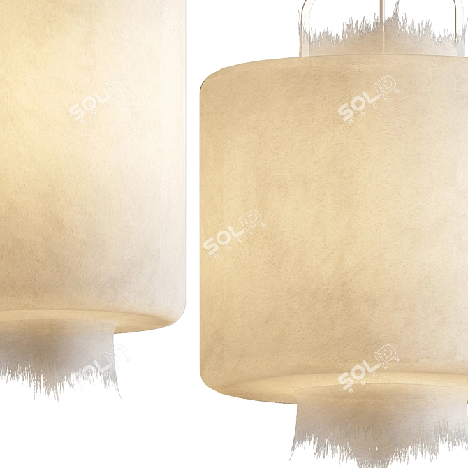 Elegant Kimono Pendant Light 3D model image 2