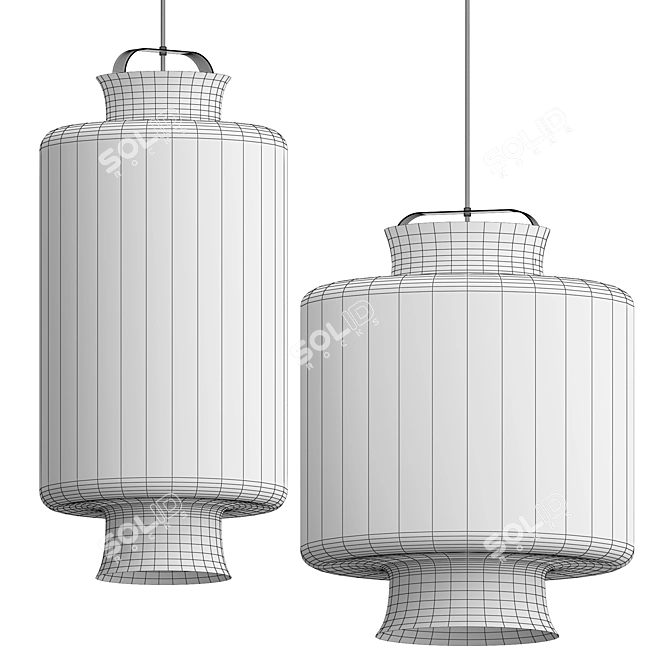 Elegant Kimono Pendant Light 3D model image 3