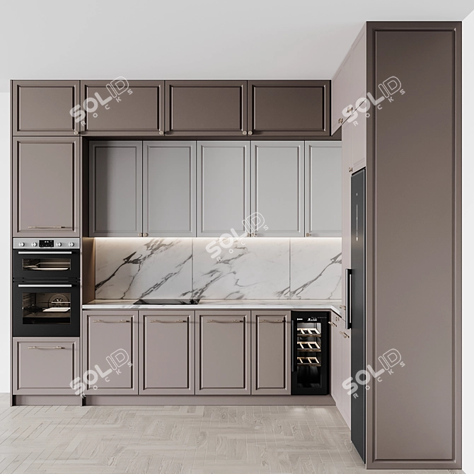 Neoclassic112 Kitchen: Customizable Size & Color 3D model image 1