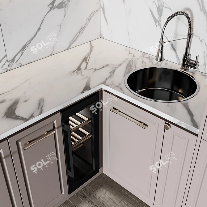 Neoclassic112 Kitchen: Customizable Size & Color 3D model image 3