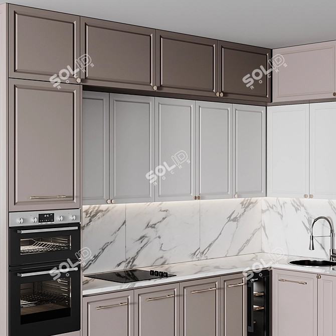 Neoclassic112 Kitchen: Customizable Size & Color 3D model image 5