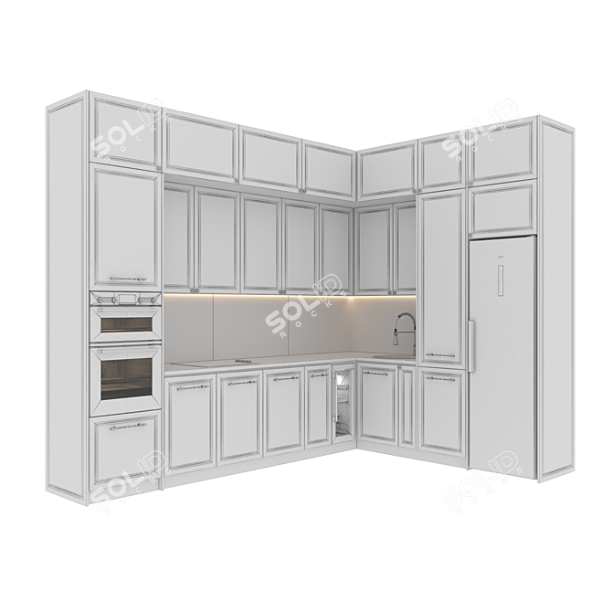 Neoclassic112 Kitchen: Customizable Size & Color 3D model image 6