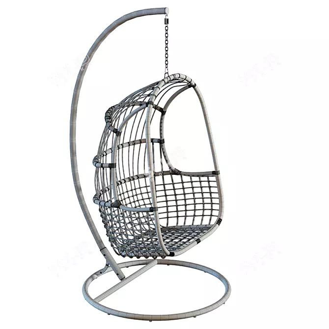 Relax in Style with the Chill Rattan Hanging Chair 3D model image 2