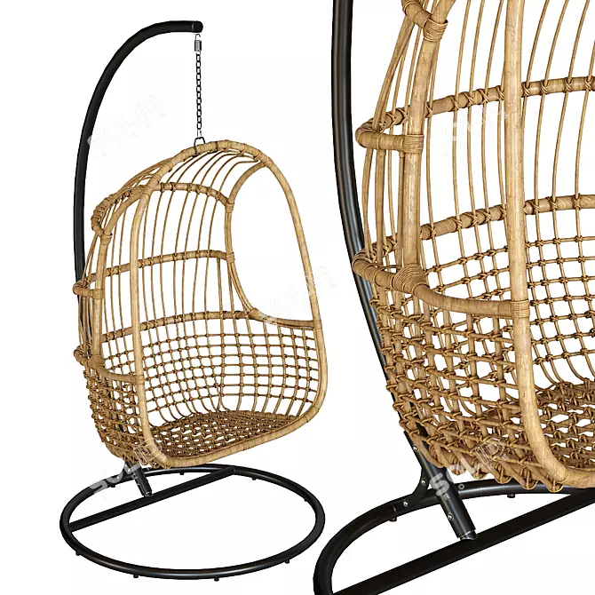 Relax in Style with the Chill Rattan Hanging Chair 3D model image 7