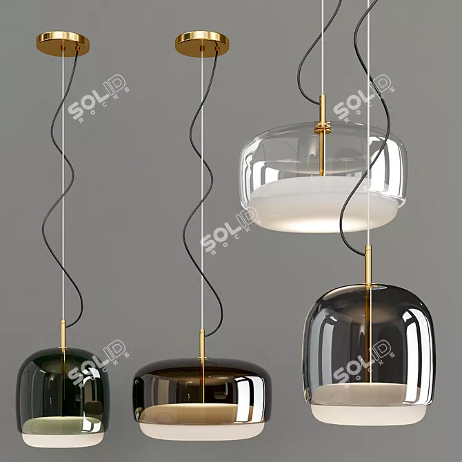 Jube 2 Pendant: Sleek Metal and Glass Pendant Lighting 3D model image 2