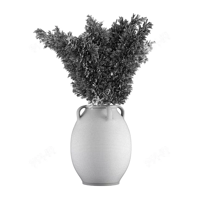 Elegant Pampas Pot - Trendy Dried Plant 3D model image 2