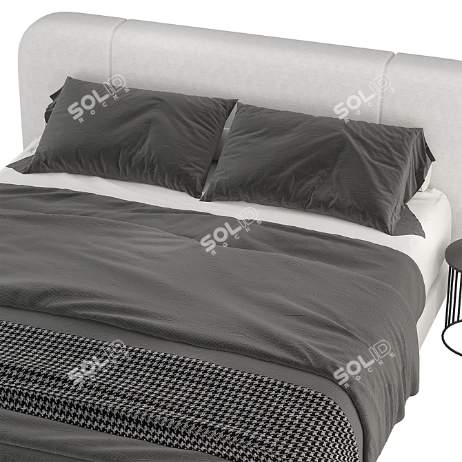 Gray Softbay Bed: Stylish and Comfortable 3D model image 2