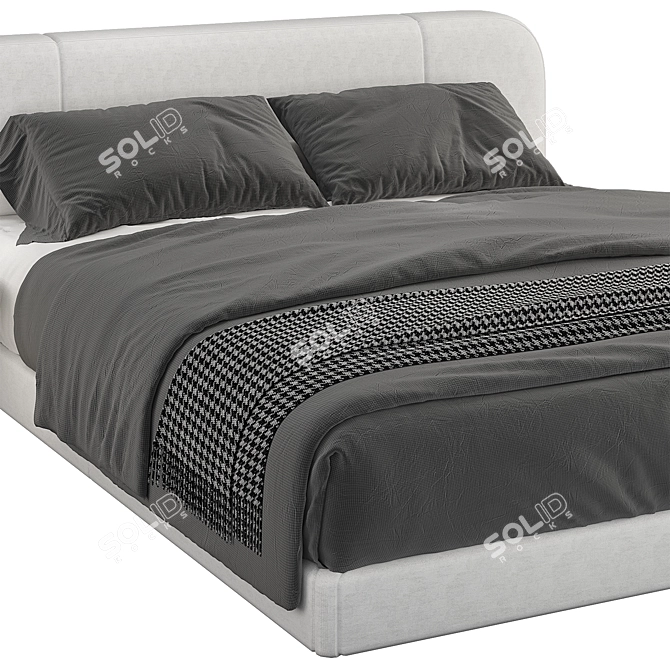 Gray Softbay Bed: Stylish and Comfortable 3D model image 3
