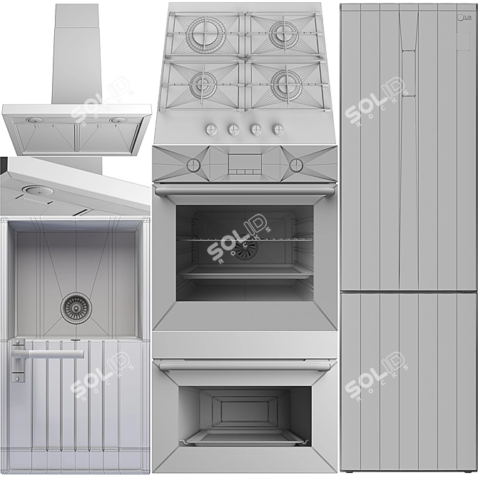 Modern Kitchen Appliance Set 3D model image 1