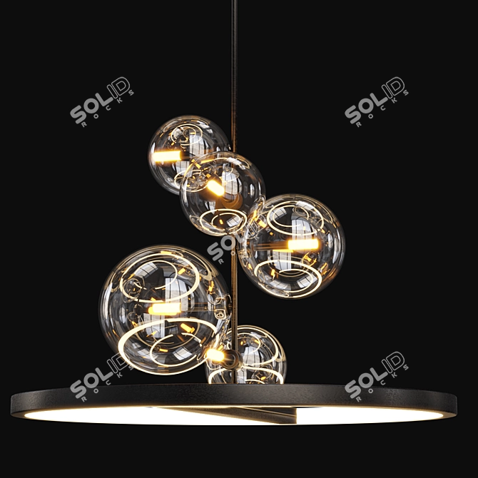 Modern Brass and Black IONA Ring Lamp 3D model image 4