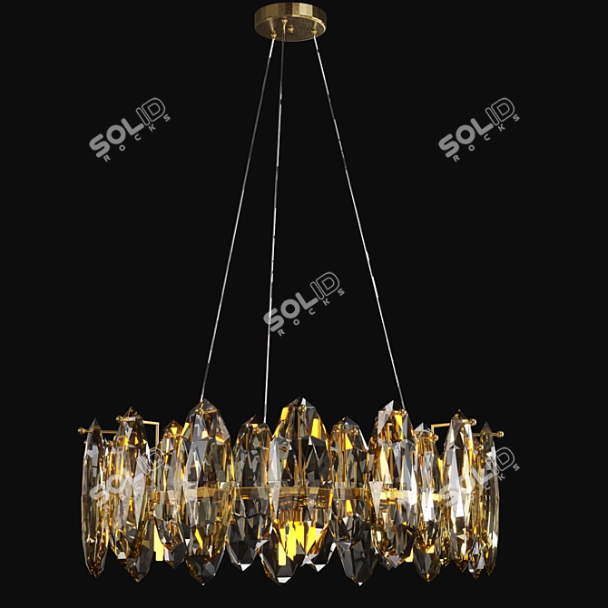 Elegant Marzo Long Lampatron: Gold & Black Metal Glass Pendant 3D model image 2