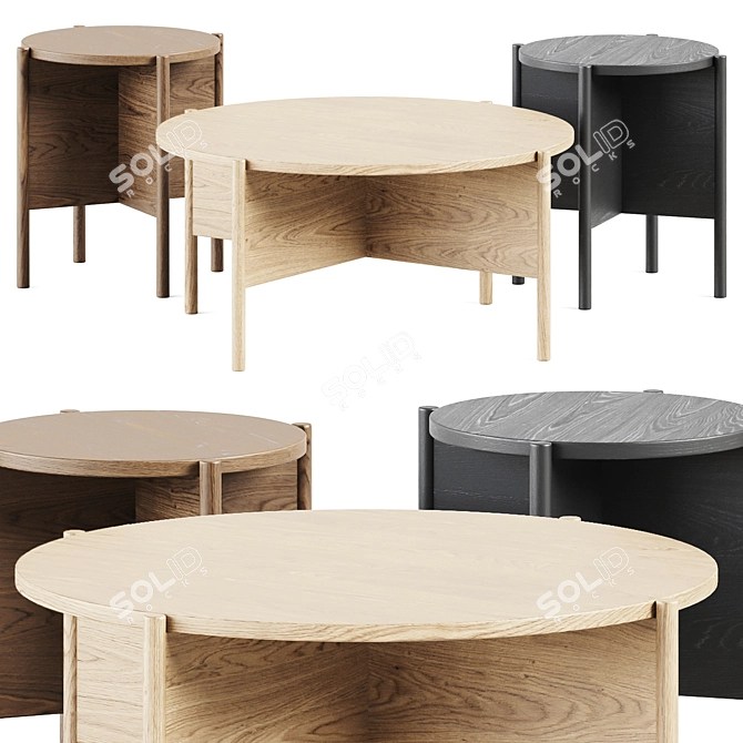 Classic Wood Coffee & Side Table 3D model image 1