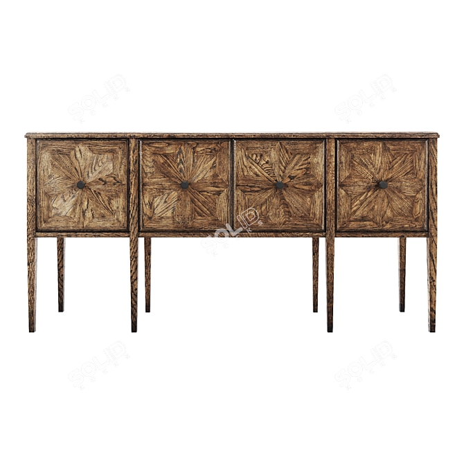 Elegant Nova Rectangular Credenza 3D model image 2