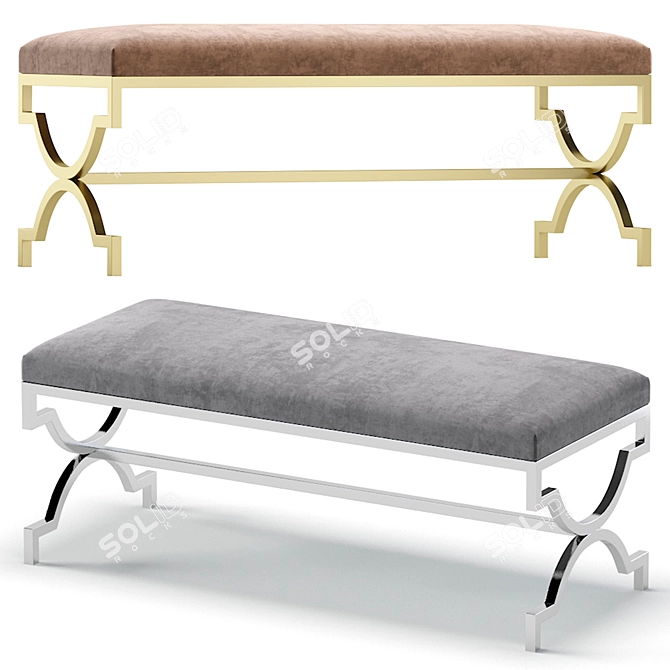 Elegant Lorren Bench: 3 Color Options 3D model image 2