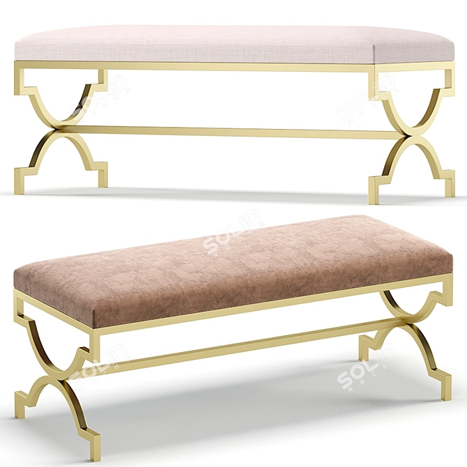 Elegant Lorren Bench: 3 Color Options 3D model image 3