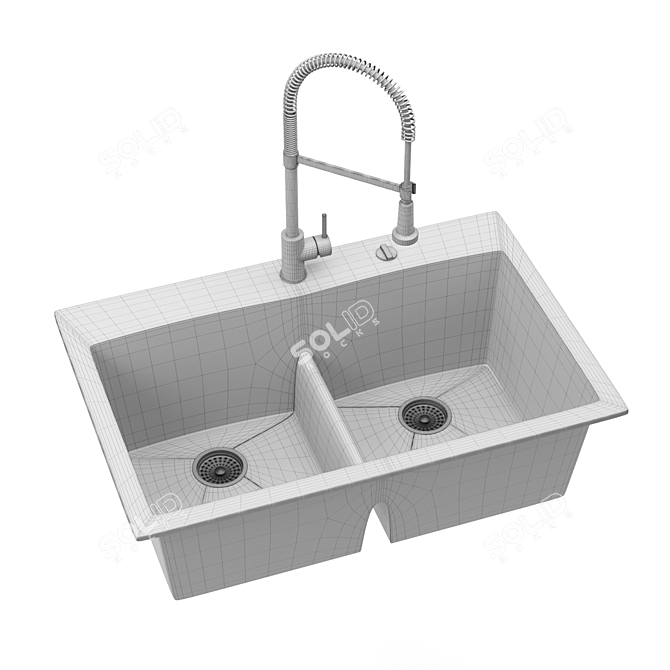 Schock CREST N200: Stunningly Spacious Sink 3D model image 4