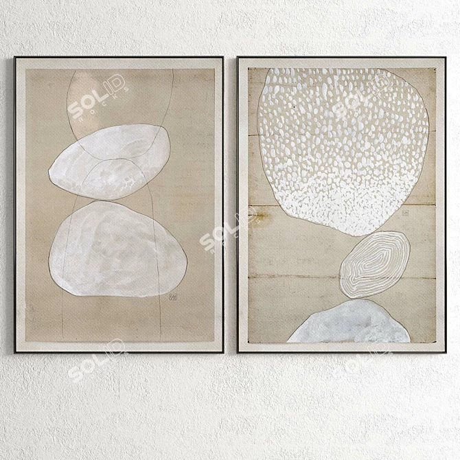 Elegant Plaster Photo Frame Set 3D model image 2