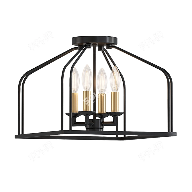 Frisco Black and Gold Semi-flush Mount 3D model image 1