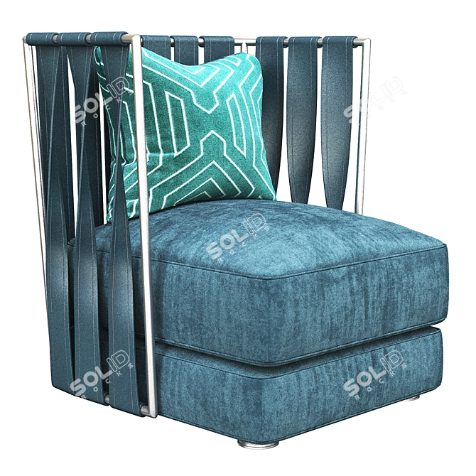 Twist Armchair with Decorative Pillow 3D model image 3