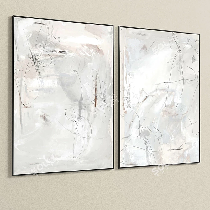 Modern Plaster Frame: Double Photo Display 3D model image 4