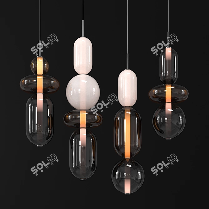 Pebbles Cor Pendant: Stunning Stone Lighting 3D model image 2