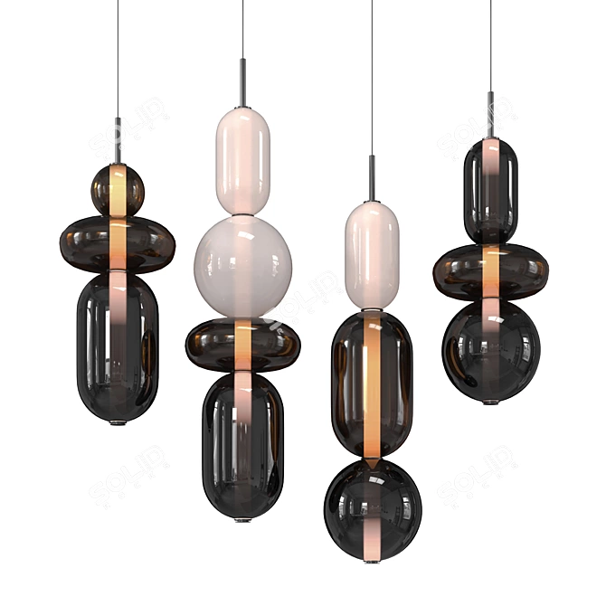 Pebbles Cor Pendant: Stunning Stone Lighting 3D model image 5