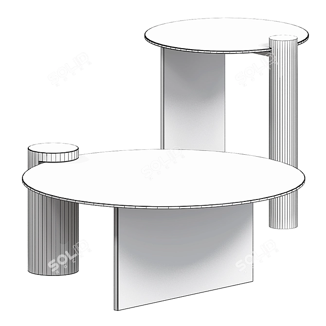 Elegant Round Glass Coffee Table 3D model image 3