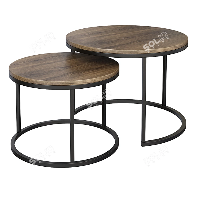 Sleek Round Stacking Coffee Table 3D model image 1