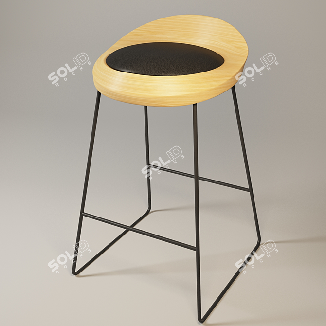 Modern Black Ash Bar Chair 3D model image 1
