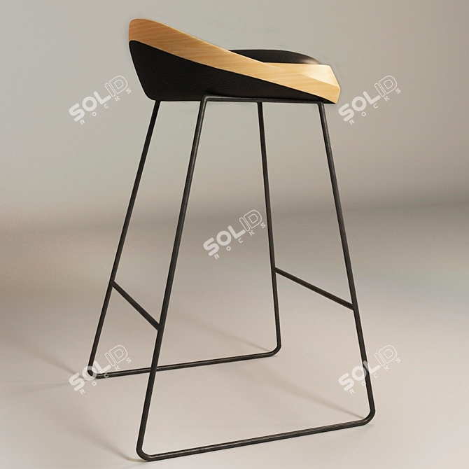 Modern Black Ash Bar Chair 3D model image 2