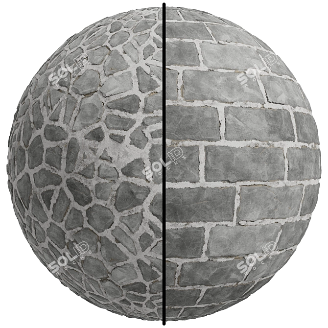 Seamless Stone Wall Concrete Covering 3D model image 1