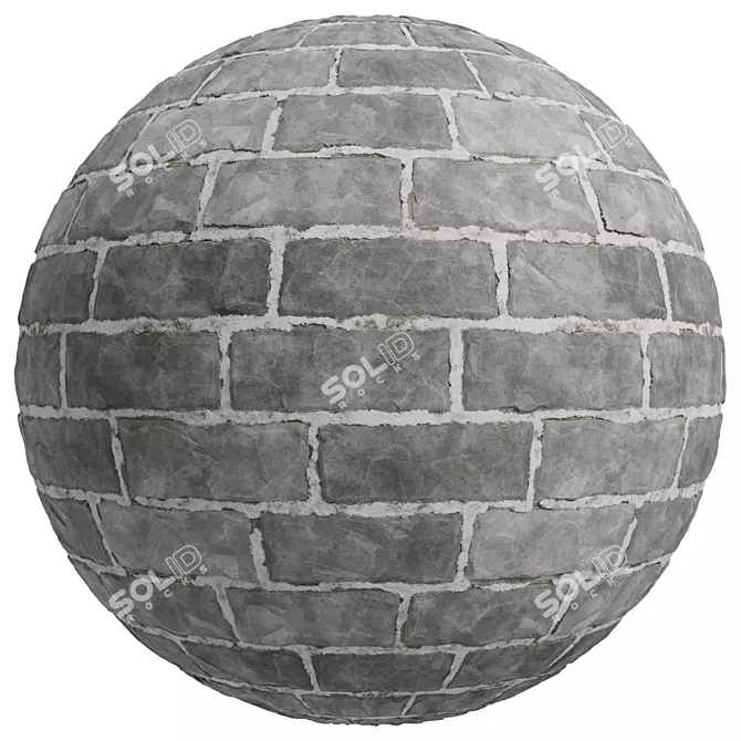 Seamless Stone Wall Concrete Covering 3D model image 2