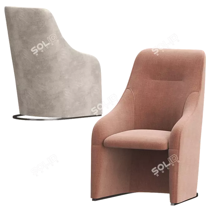 Elegant NAGI Upholstered Armchair - Viccarbe 3D model image 3