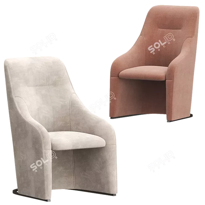 Elegant NAGI Upholstered Armchair - Viccarbe 3D model image 4