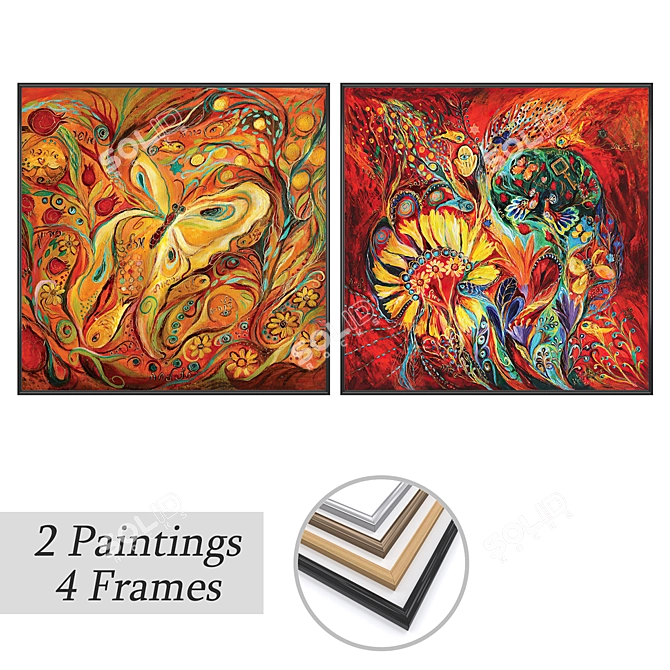 Elegant 2-Piece Art Set: Various Frame Options 3D model image 1