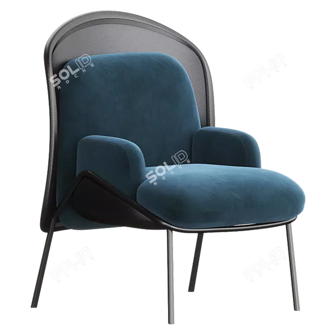 Contemporary MESH Fabric Armchair 3D model image 1