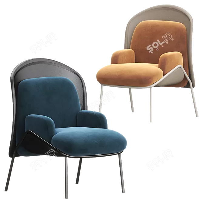 Contemporary MESH Fabric Armchair 3D model image 3