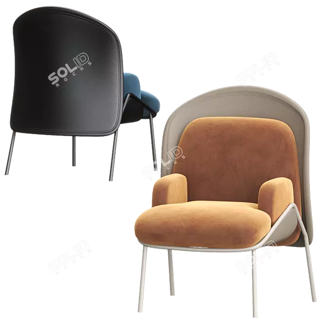 Contemporary MESH Fabric Armchair 3D model image 4